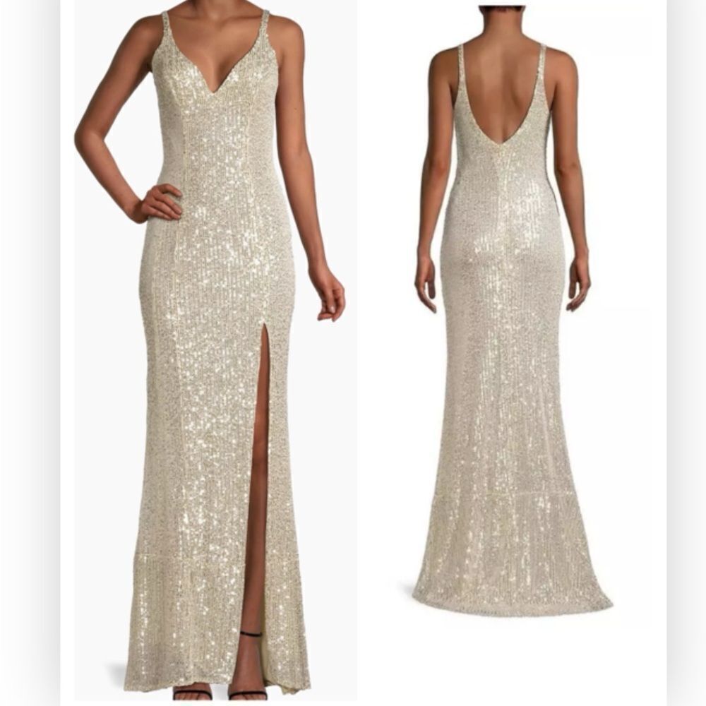 Mac Duggal 11276 Dress Sequined Sleeveless Column Gown NWT size 8 $398